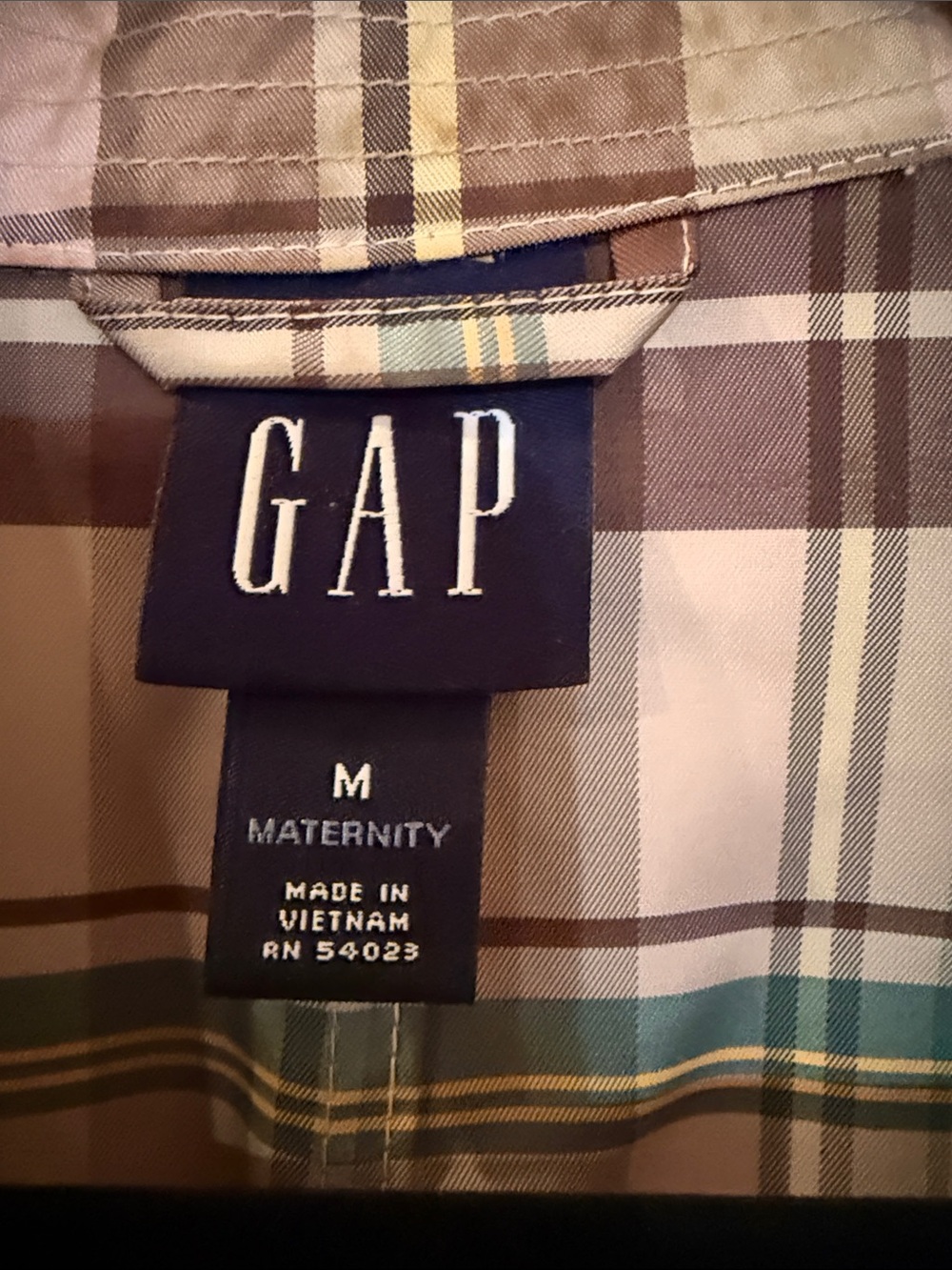 GAP Plaid A-Line Jacket in Pink, Brown and Green - Maternity - Picture 3 of 5